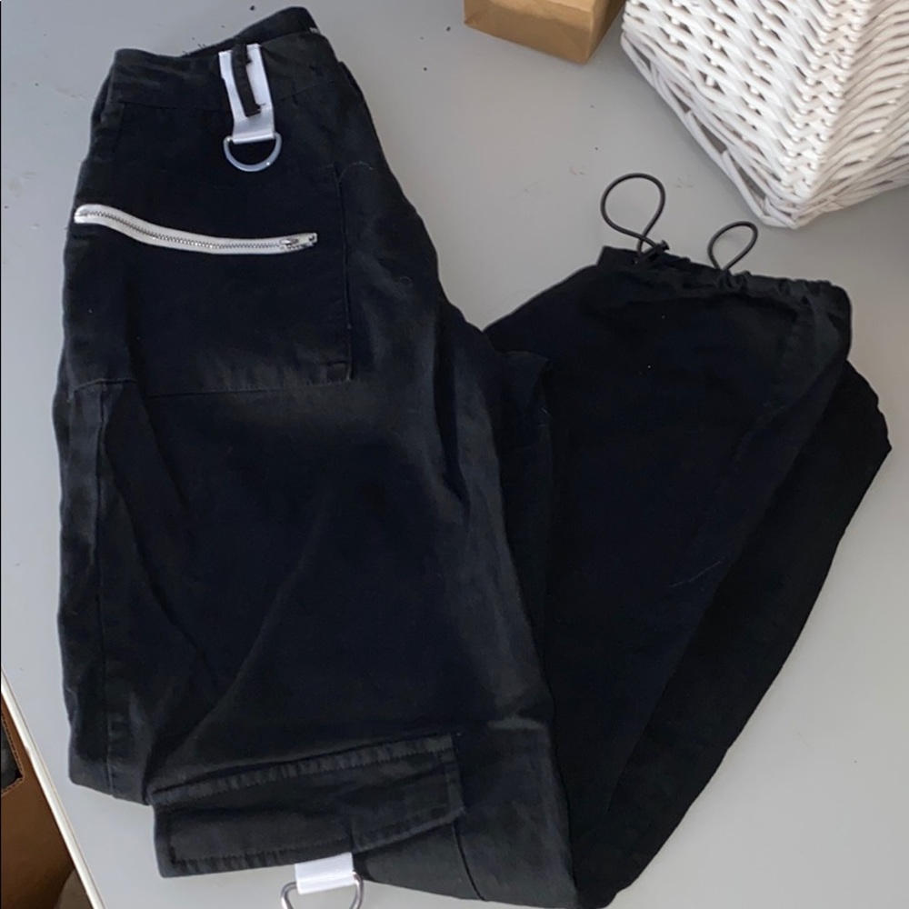 Lightly used black and white cargo pants.